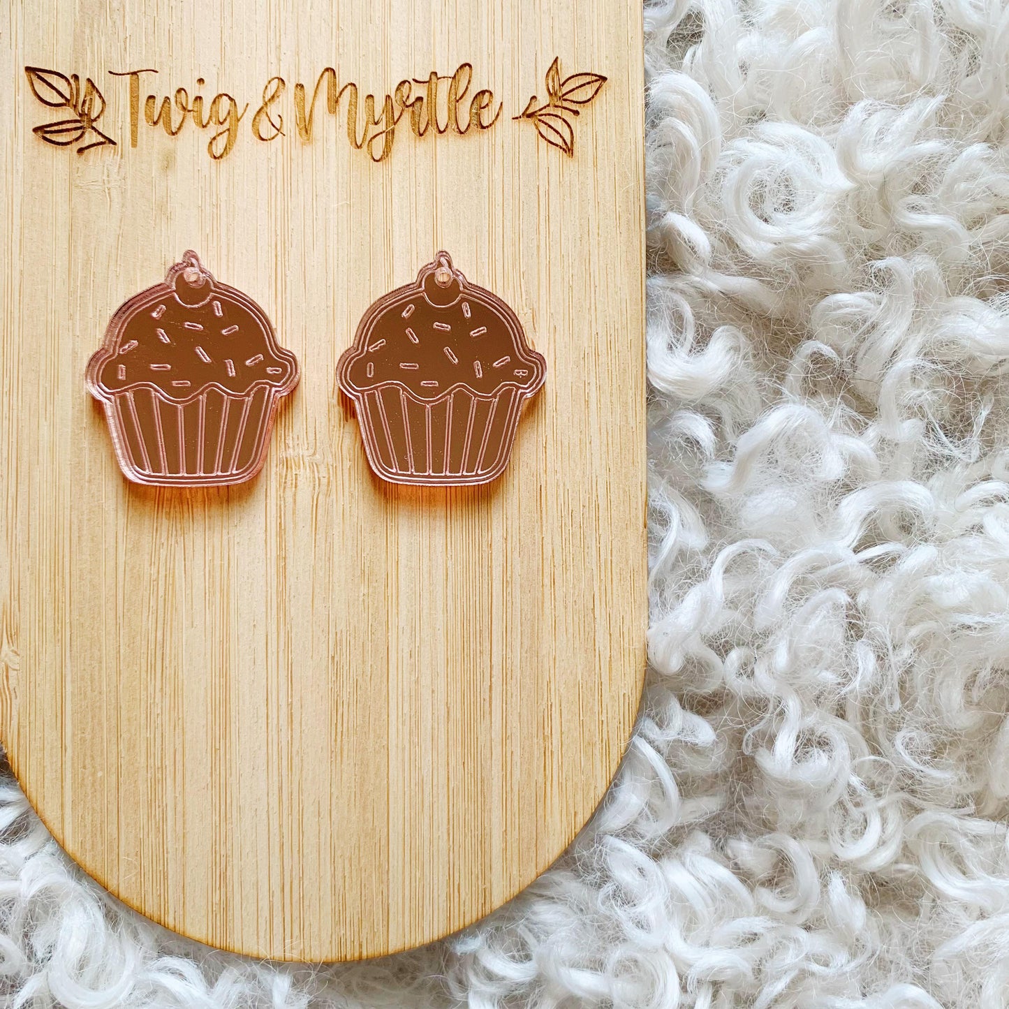 Birthday Cupcake Engraved Dangles
