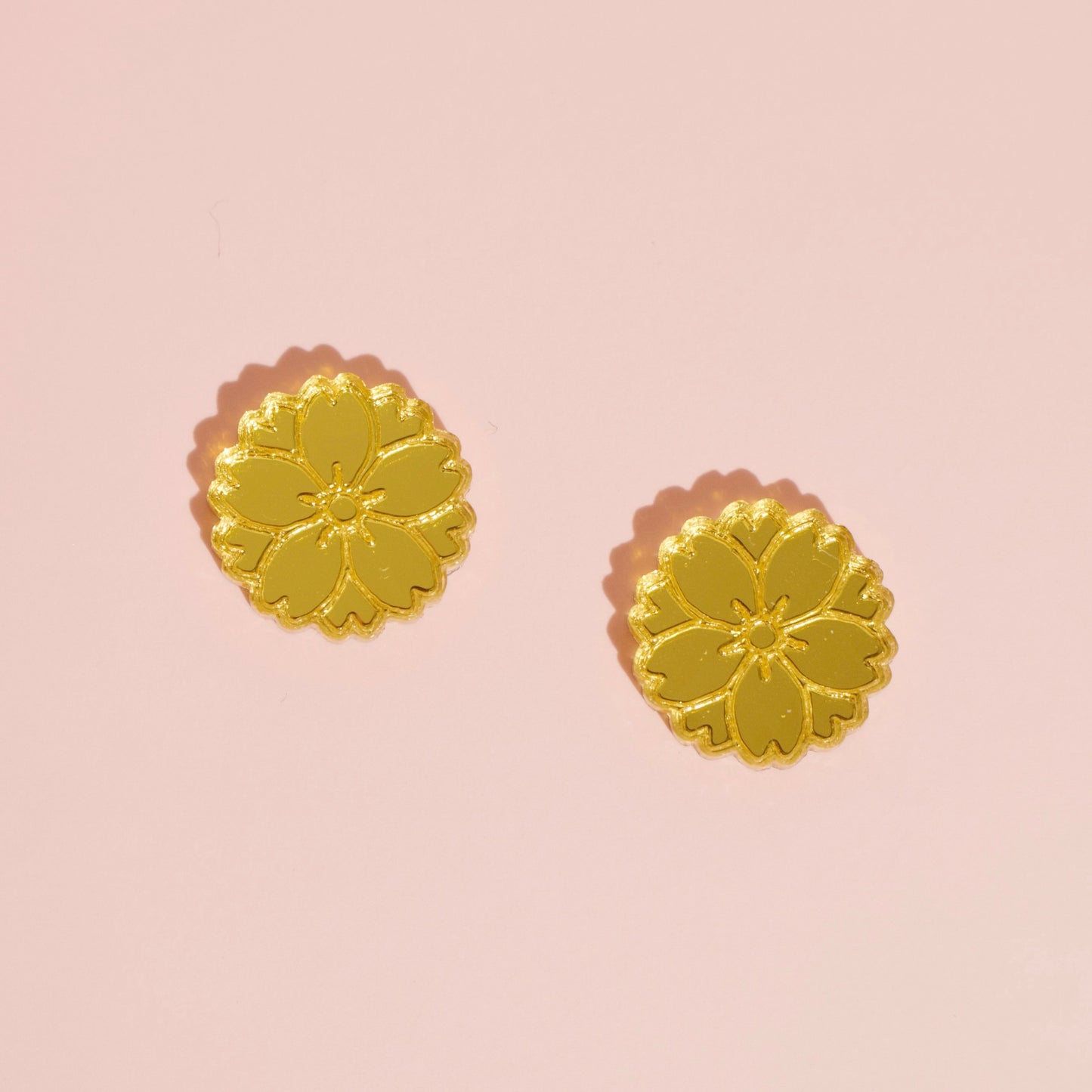 Blossom 12mm Engraved Mirror Stud Pair of Blanks