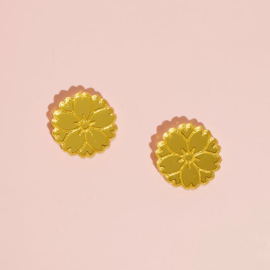 Blossom 12mm Engraved Mirror Stud Pair of Blanks