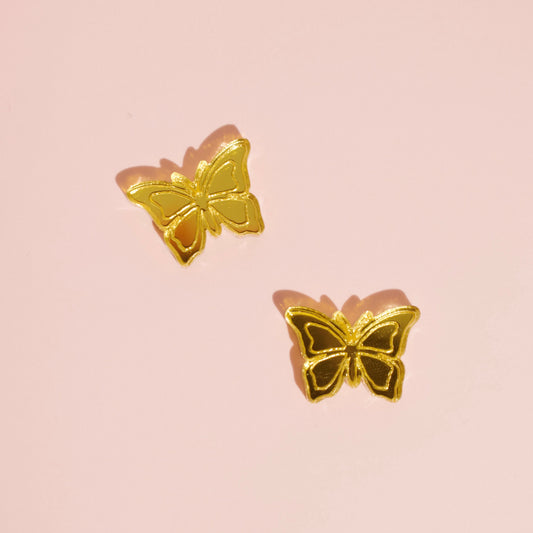 Flutterby Engraved Mirror Stud Pair of Blanks