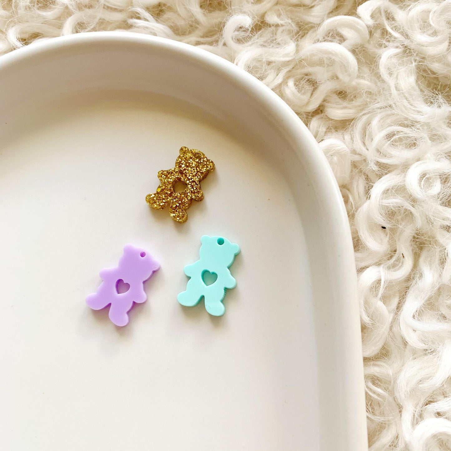 Baby Bear Charms with Love Heart Cut Out 20mm
