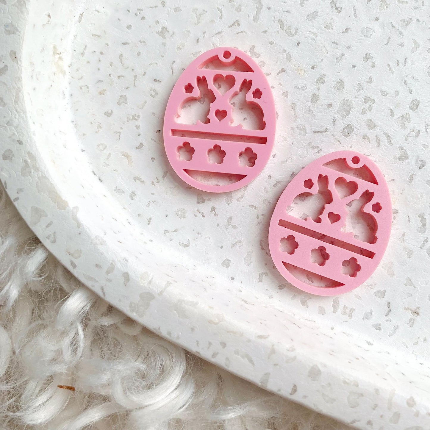 Bunny Egg Silhouette Pair of Dangles 35mm