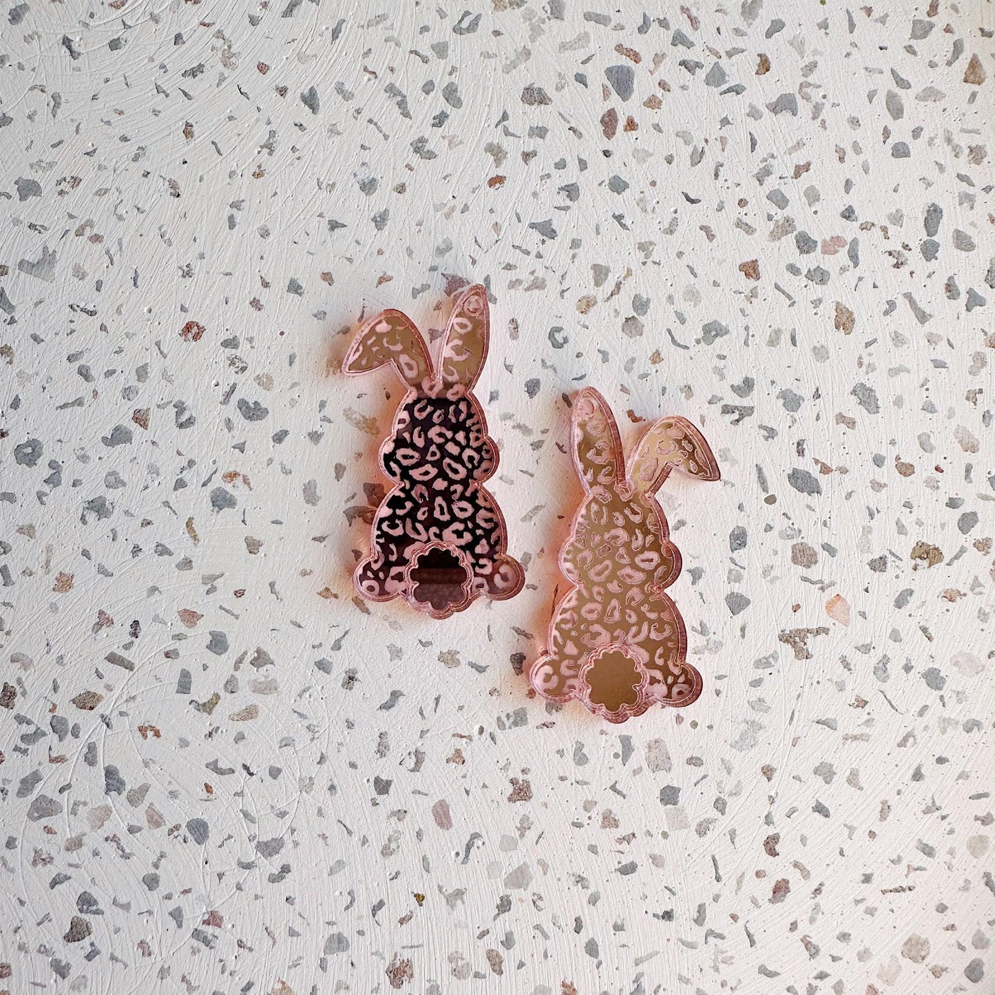 Cottontail Pair of Mirror Dangles - Faux Leopard Fur Outfit