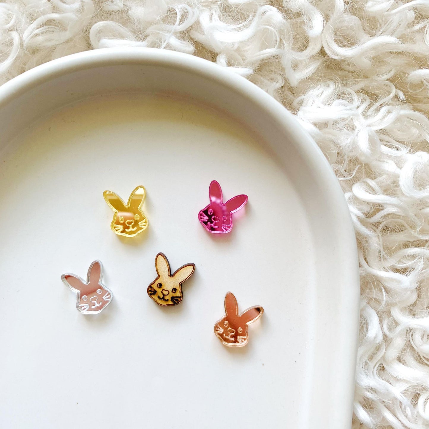 Engraved Bunny Head 15mm Stud - Pair of Blanks