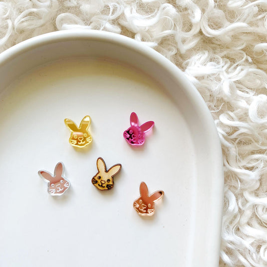 Engraved Bunny Head 15mm Stud - Pair of Blanks