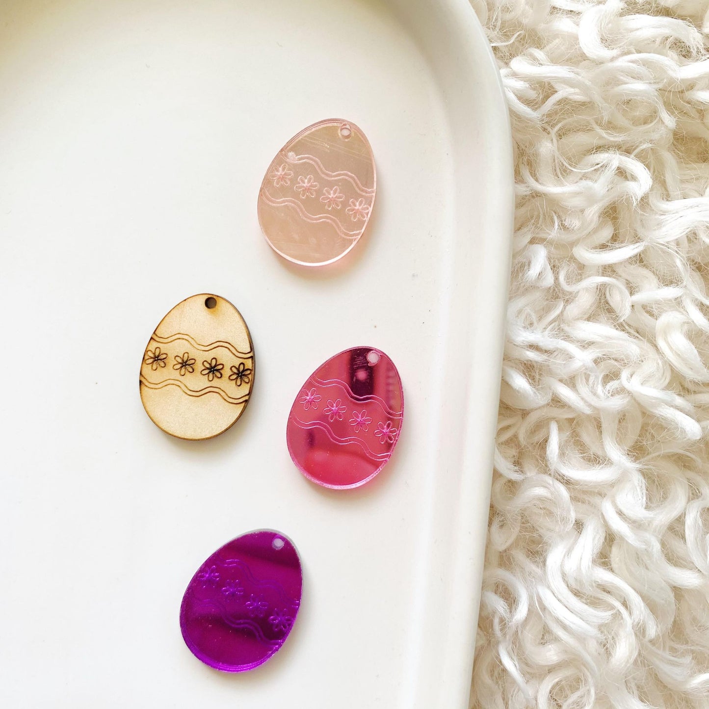 Engraved FLower Easter Egg Dangles - Pair of Blanks