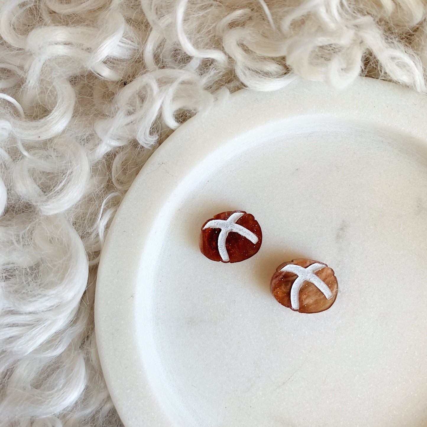 Hot Cross Bun Studs