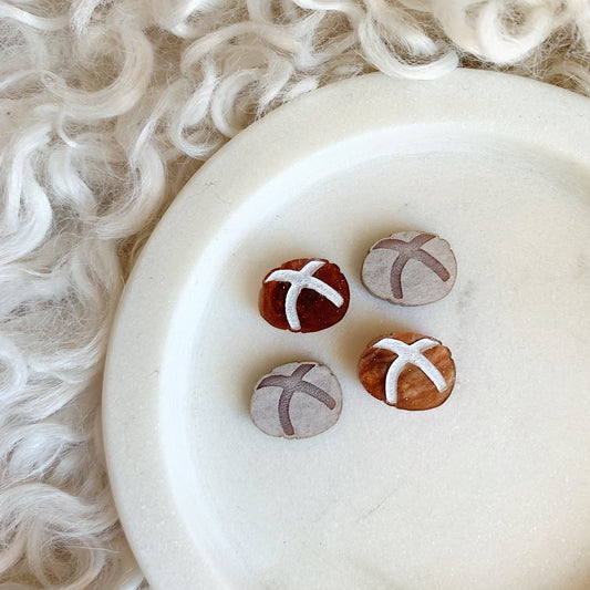 Hot Cross Bun Studs