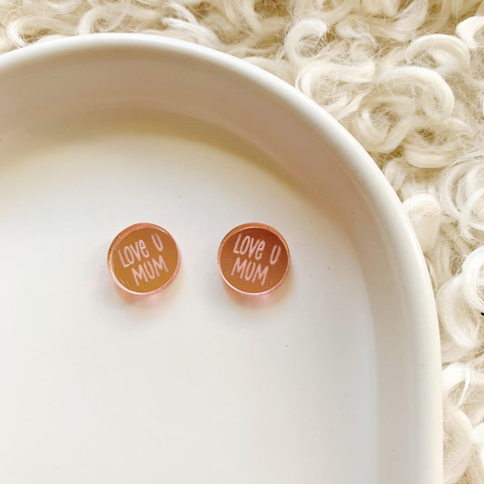 Love U Mum 15mm Engraved Mirror Stud Blanks