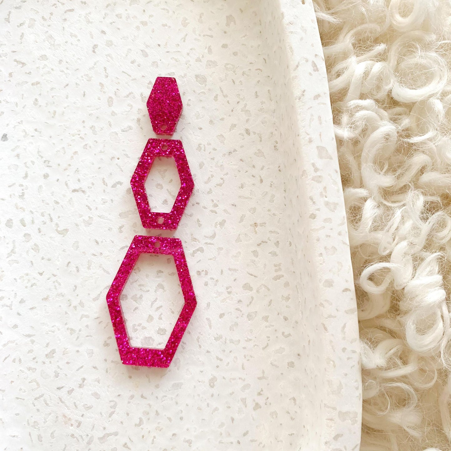 Trios - Pair of Narrow Hexagon Statement Earring Blanks
