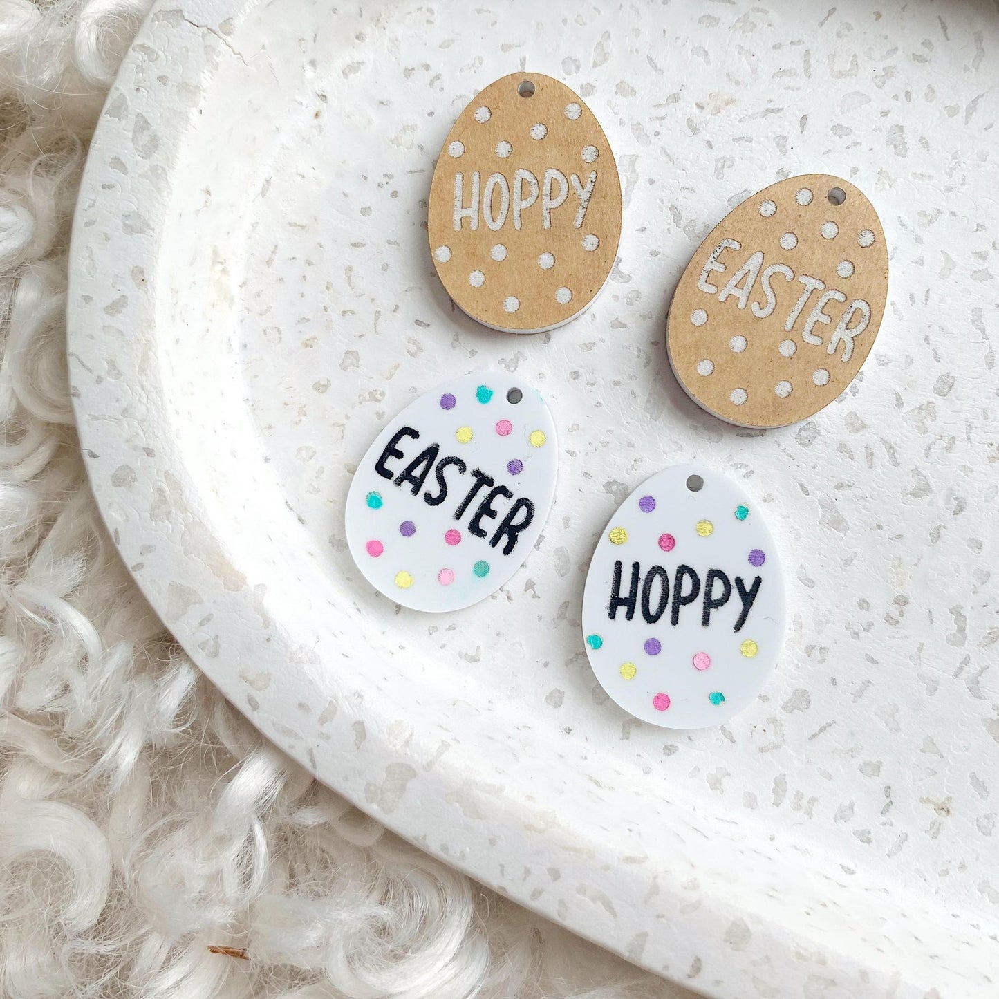 Hoppy Easter Pair of Dangles ready for paint fill