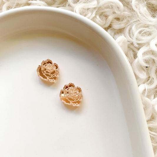 Peonies 15mm Engraved Mirror Stud Blanks