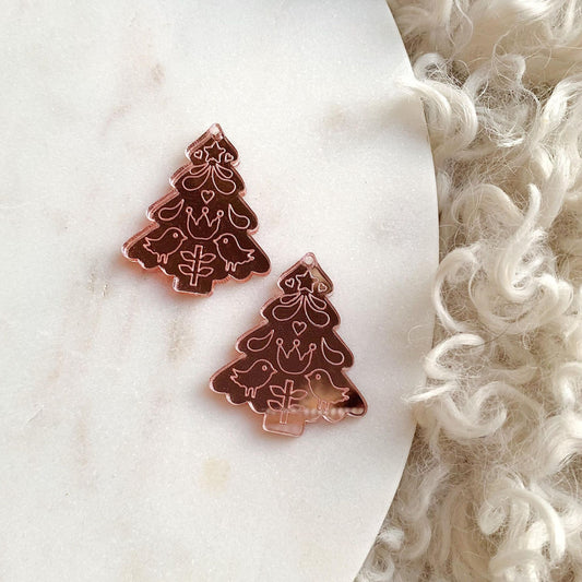 Scandi Fir Tree Engraved Dangles