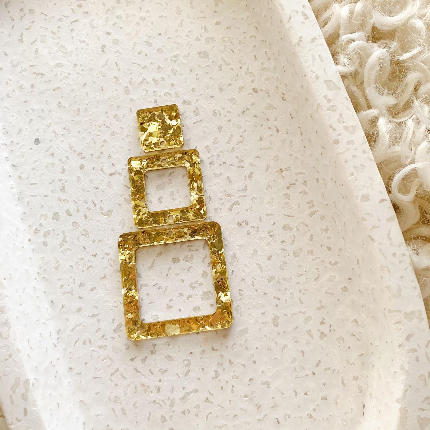 Trios - Pair of Square Statement Earring Blanks