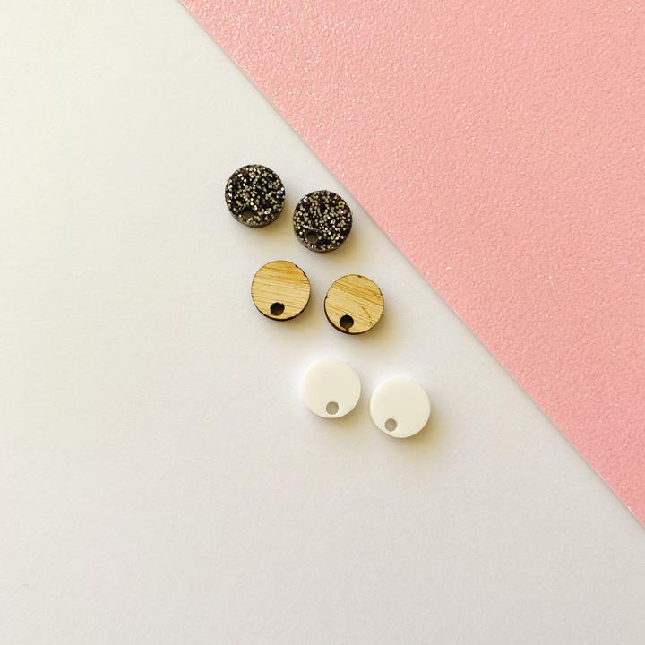 10mm Circle Pair of Earring Blanks with Hole