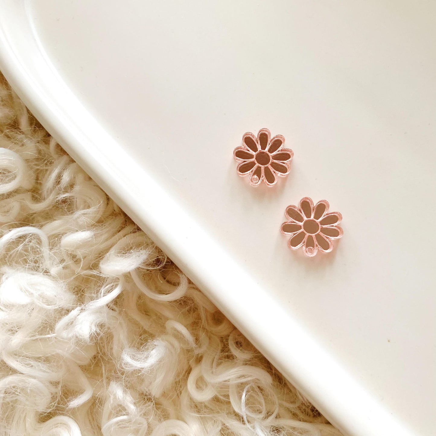 15mm Engraved Daisy studs with hole to add dangles