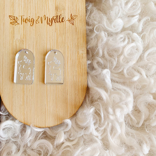 Reindeer Arch Engraved Mirror Mini Dangles