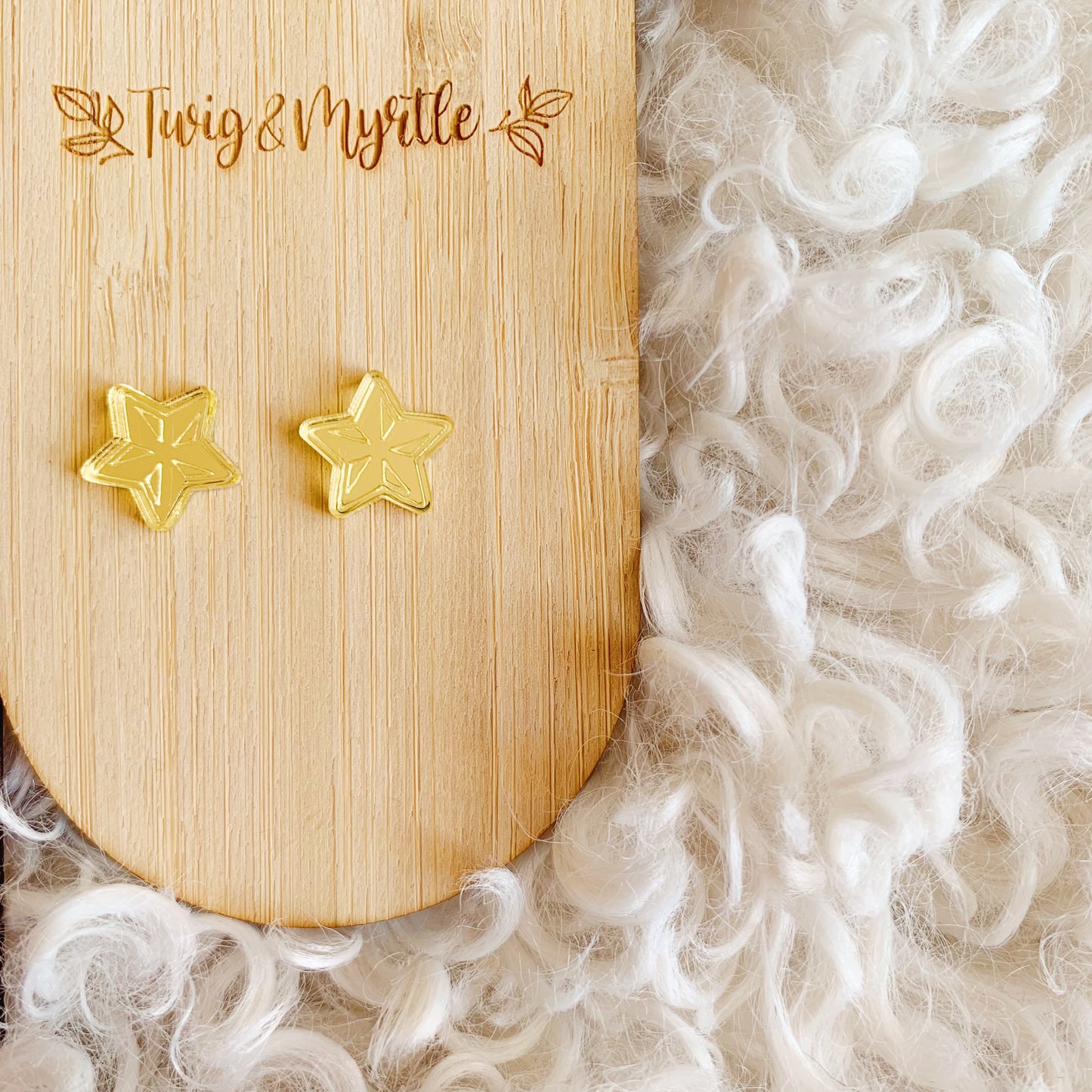 5 Point Star Studs - Engraved Mirror