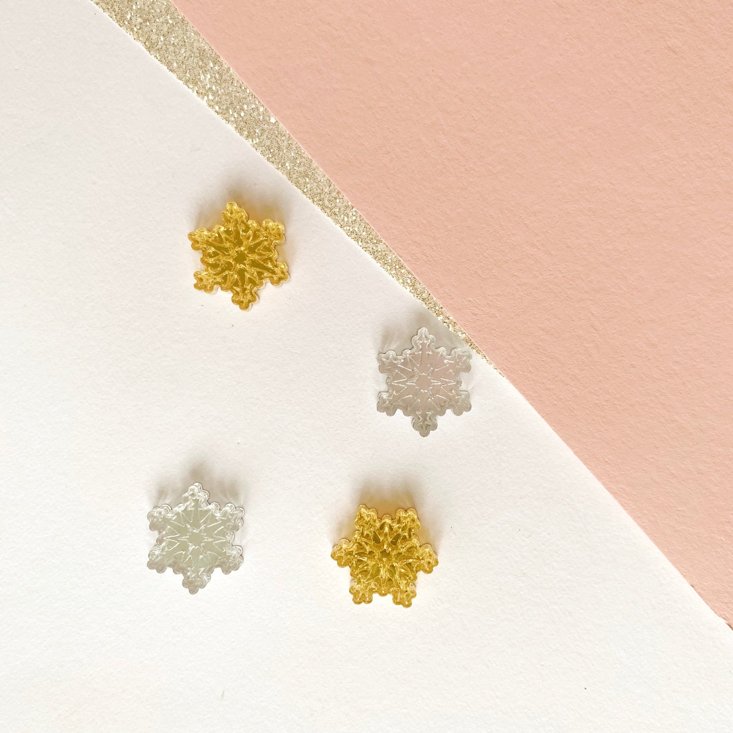 Pair of 15mm Engraved Snowflake 1 studs