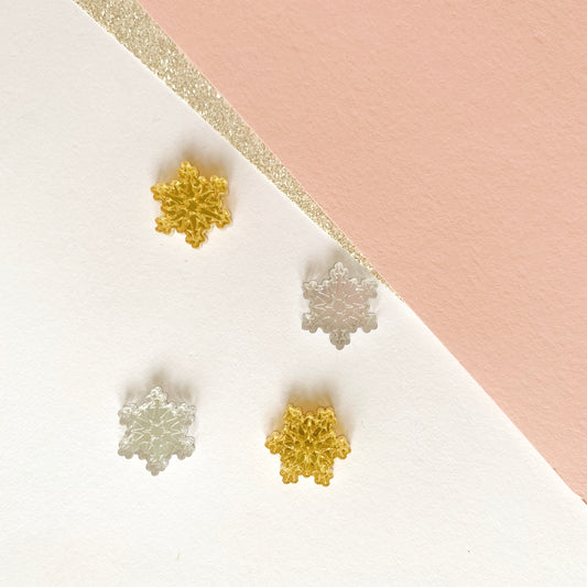Pair of 15mm Engraved Snowflake 1 studs