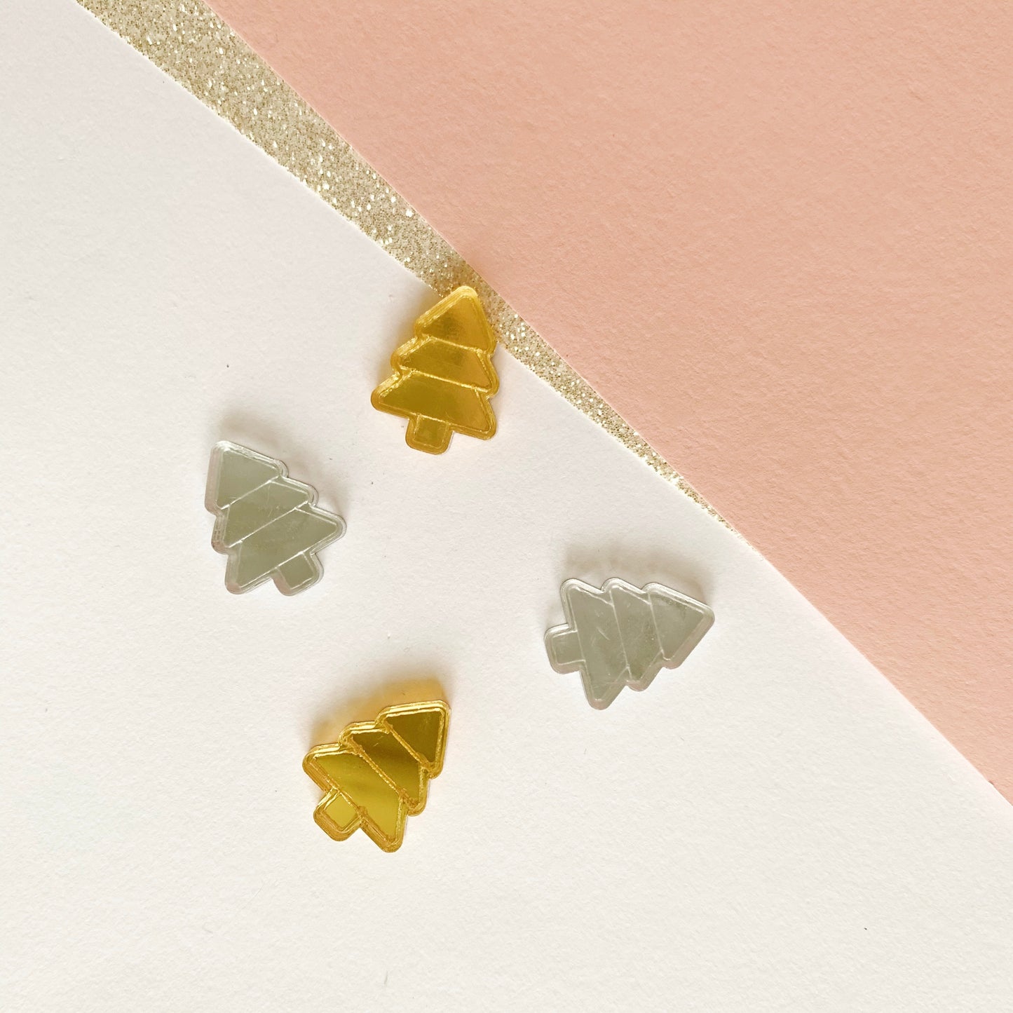 Pair of 15mm Engraved Christmas Tree studs