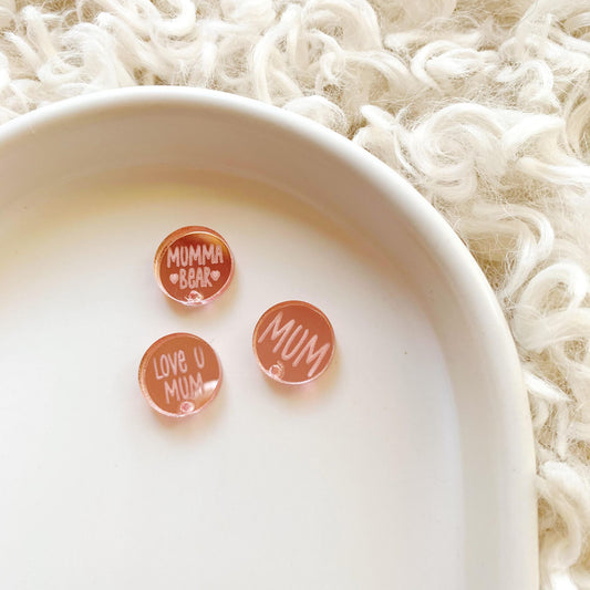 Mum 15mm Engraved Mirror Stud Blanks with Hole