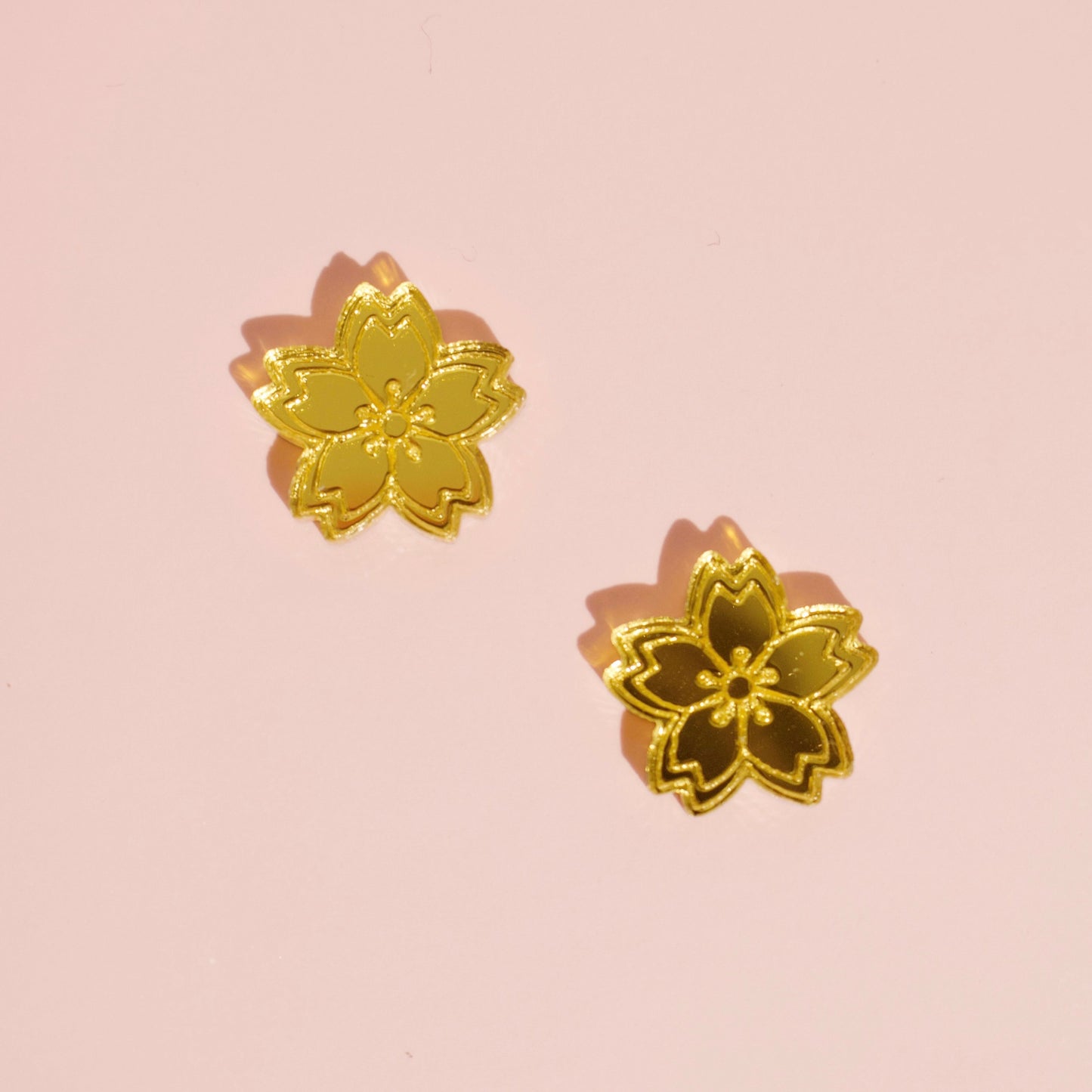 Sakura 15mm Engraved Mirror Stud Pair of Blanks