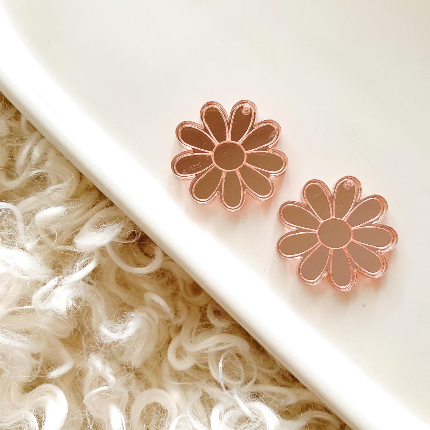 Daisy Dangles with Holes - 30mm Pair of Engraved Blanks