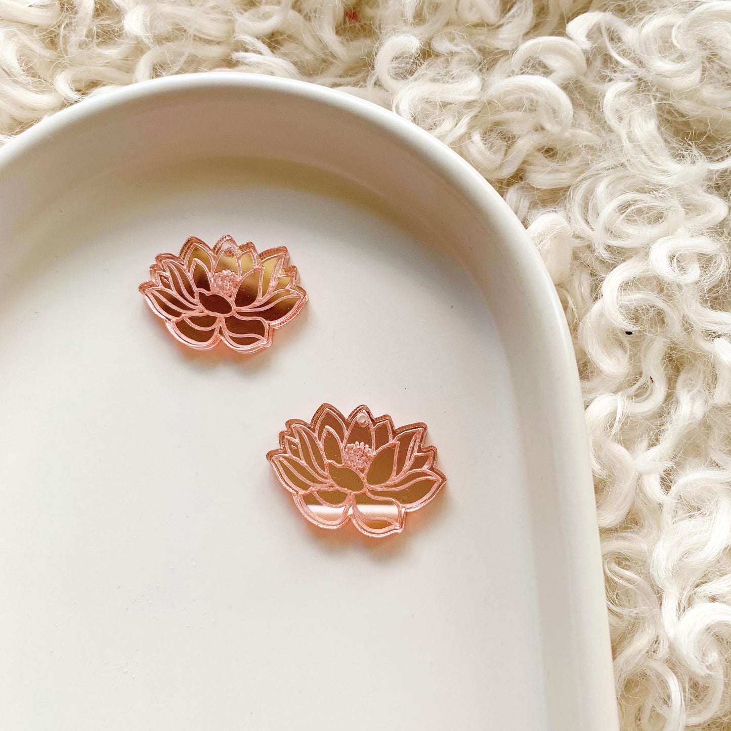 Lotus Engraved Mirror Dangle Blanks