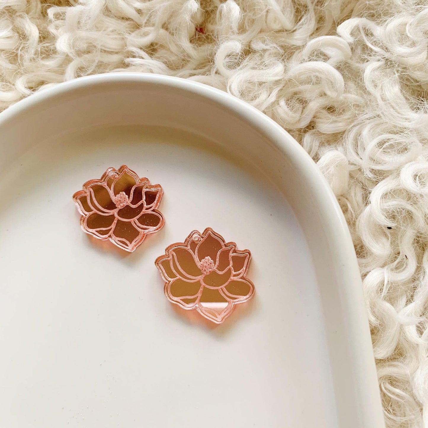 Magnolia Engraved Mirror Dangle Blanks