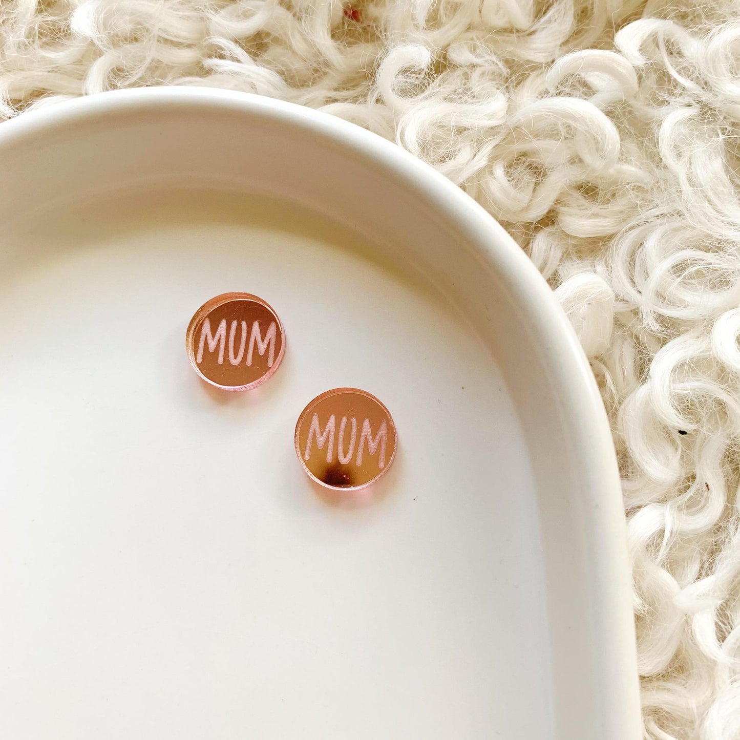 Mum 15mm Engraved Mirror Stud Blanks