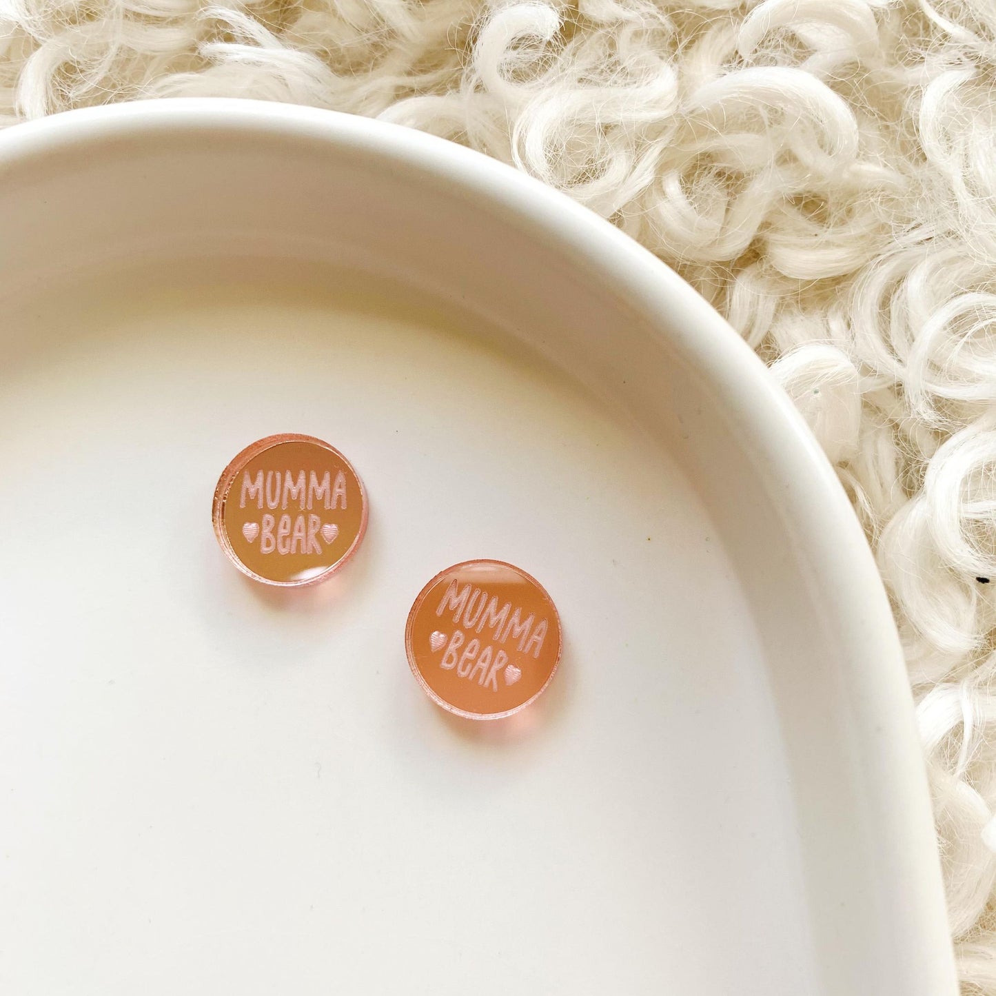 Mumma Bear 15mm Engraved Mirror Stud Blanks