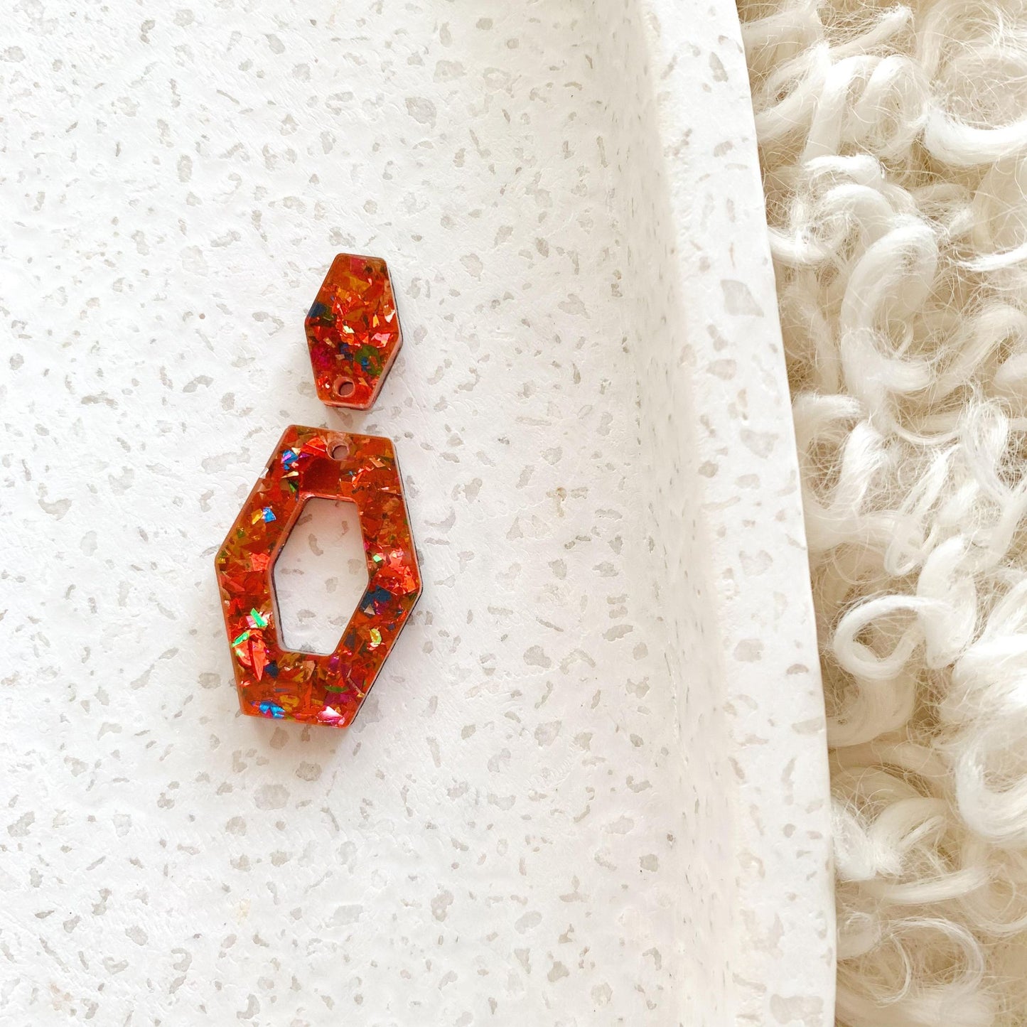 Narrow Hexagon Duo Pair of Statement Earring Blanks