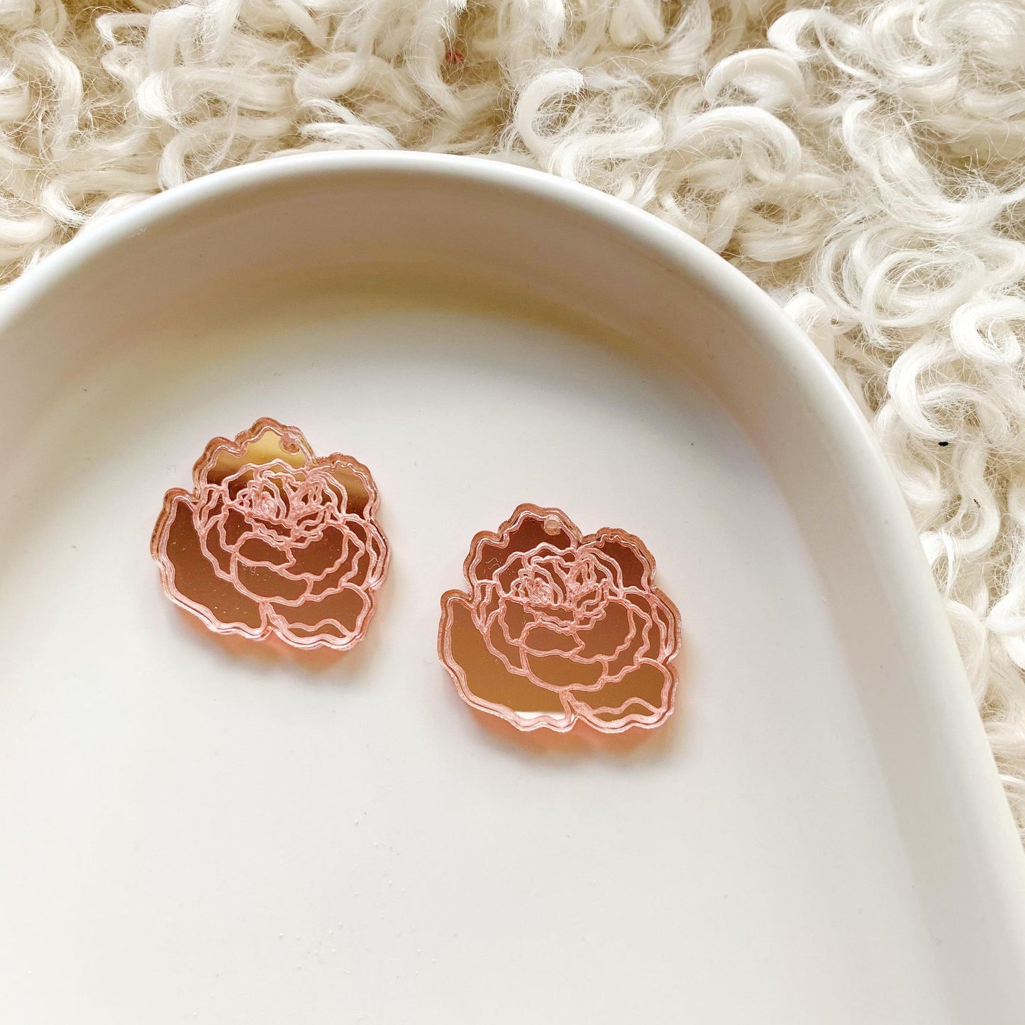 Peonies Engraved Mirror Dangle Blanks