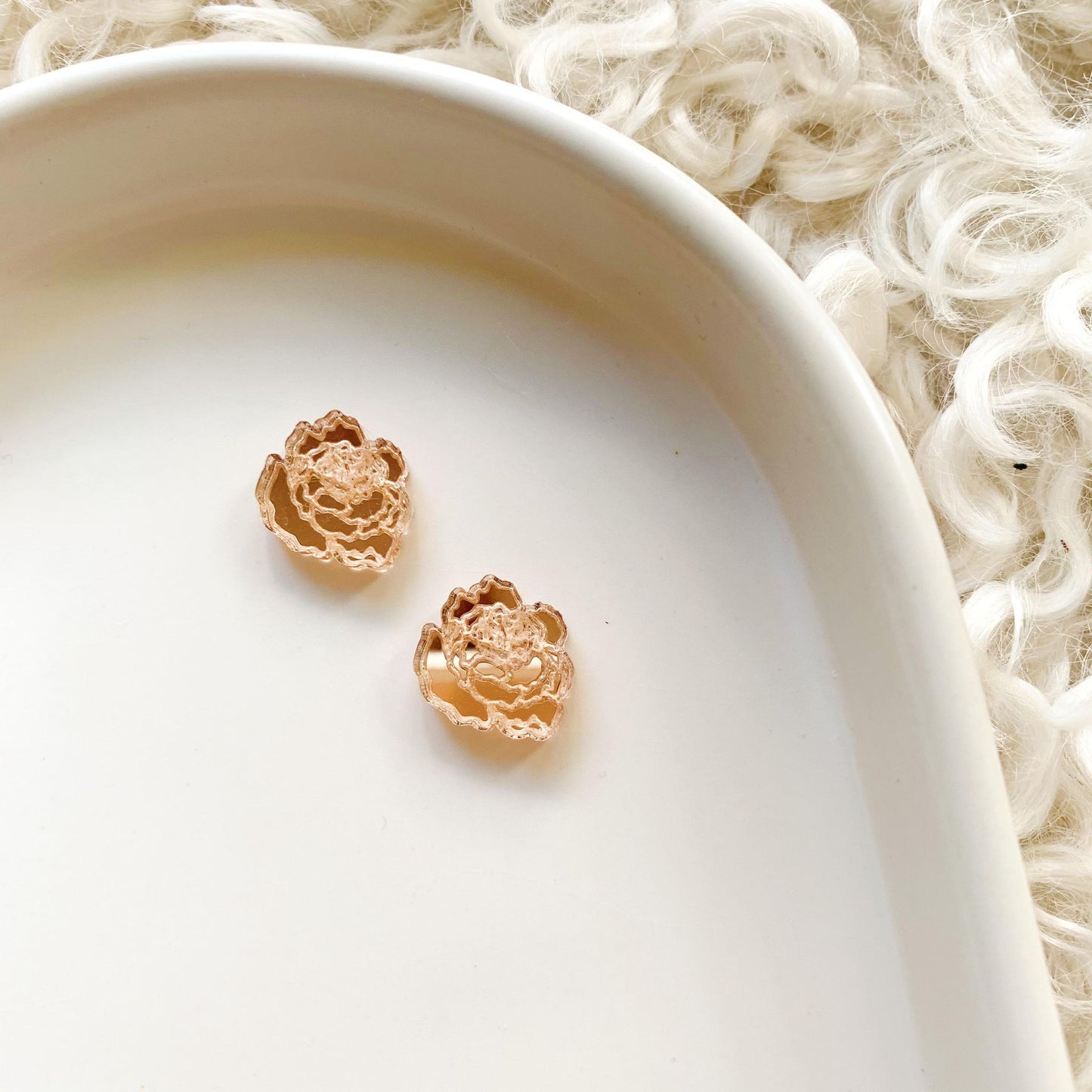 Peonies 15mm Engraved Mirror Stud Blanks
