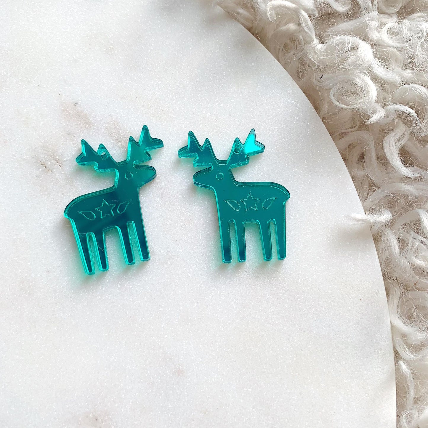 Scandi Star Engraved Reindeer Dangles