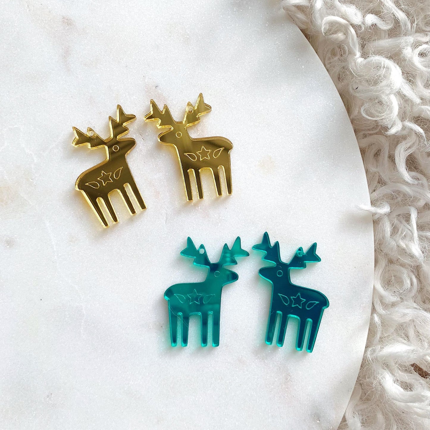 Scandi Star Engraved Reindeer Dangles
