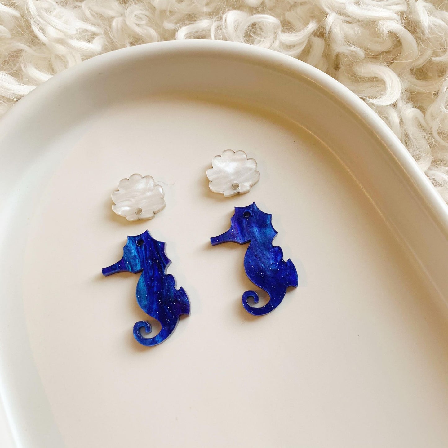 Seashell Studs Pair of Blanks with Hole