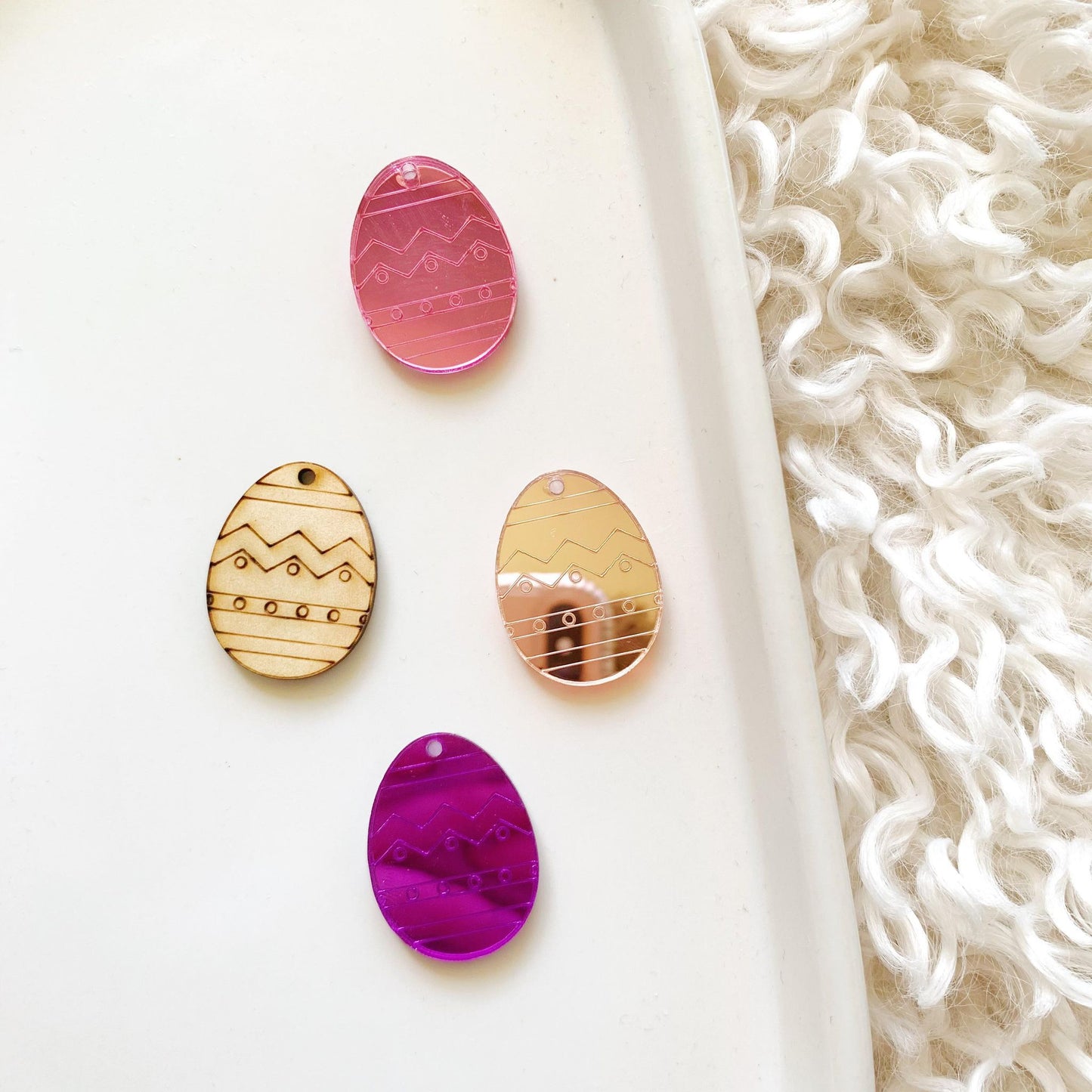 Engraved Zig Zag Easter Egg Dangles - Pair of Blanks