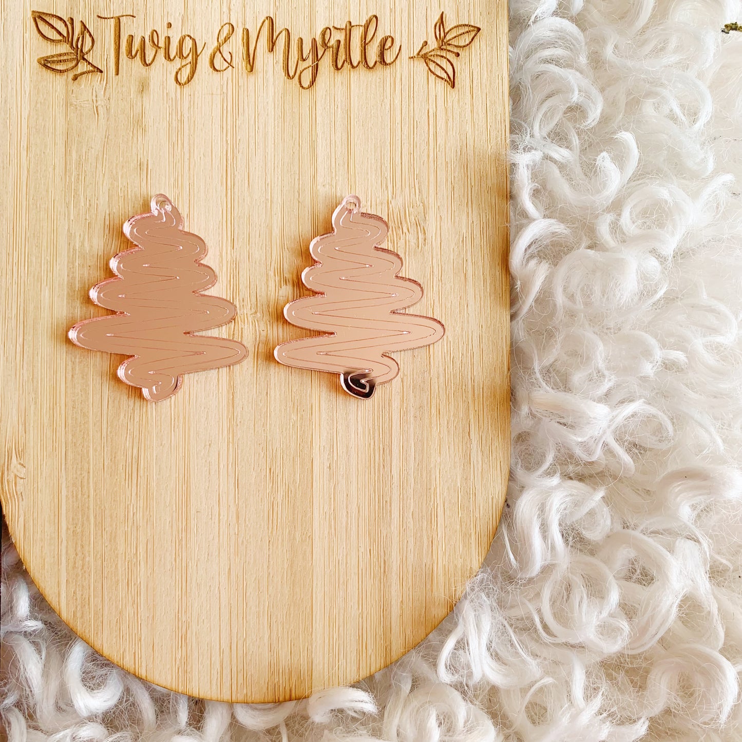 Pair of Engraved Squiggle Trees - Large Dangles