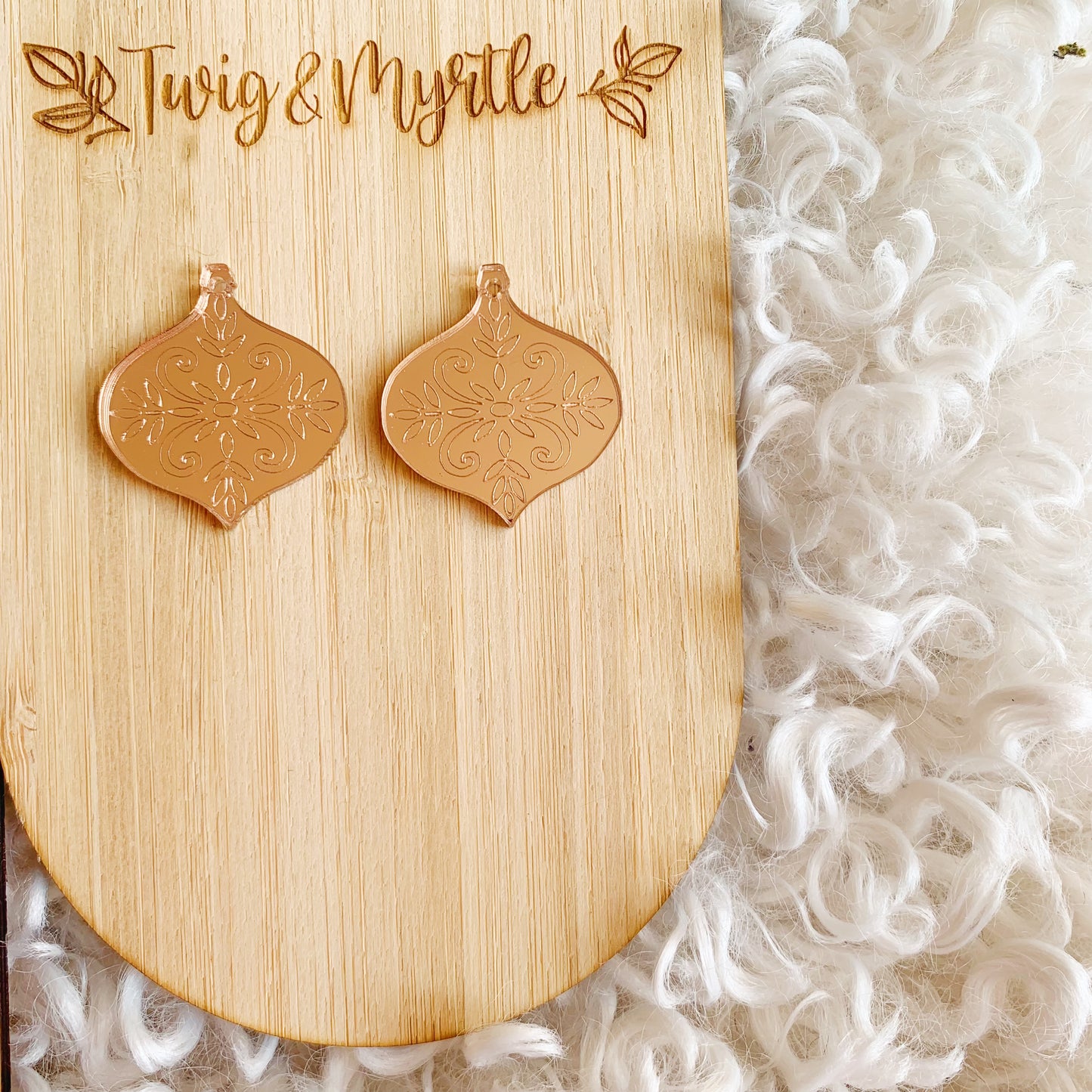 Pair of Engraved Mirror Baubles - Medium