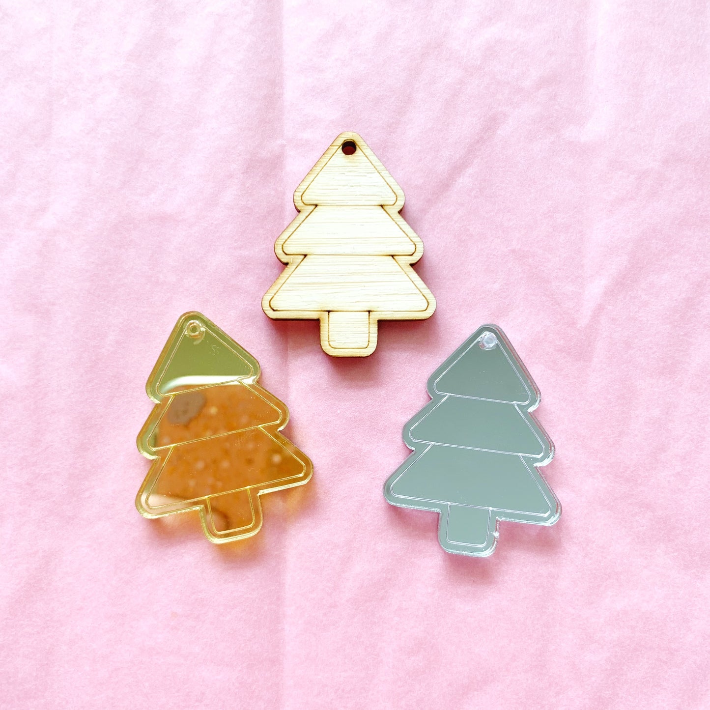 Blank Pair Engraved Christmas Tree Dangles