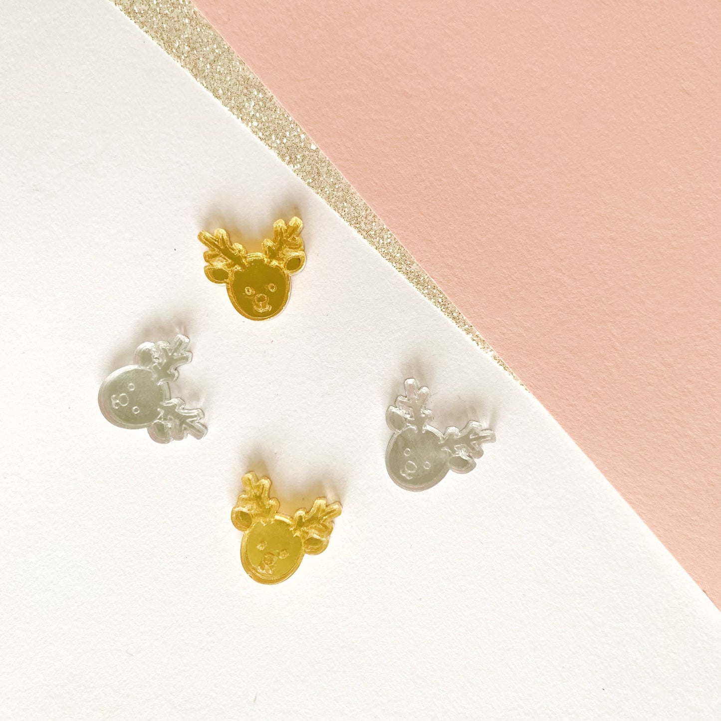 Pair of 15mm Engraved Reindeer studs