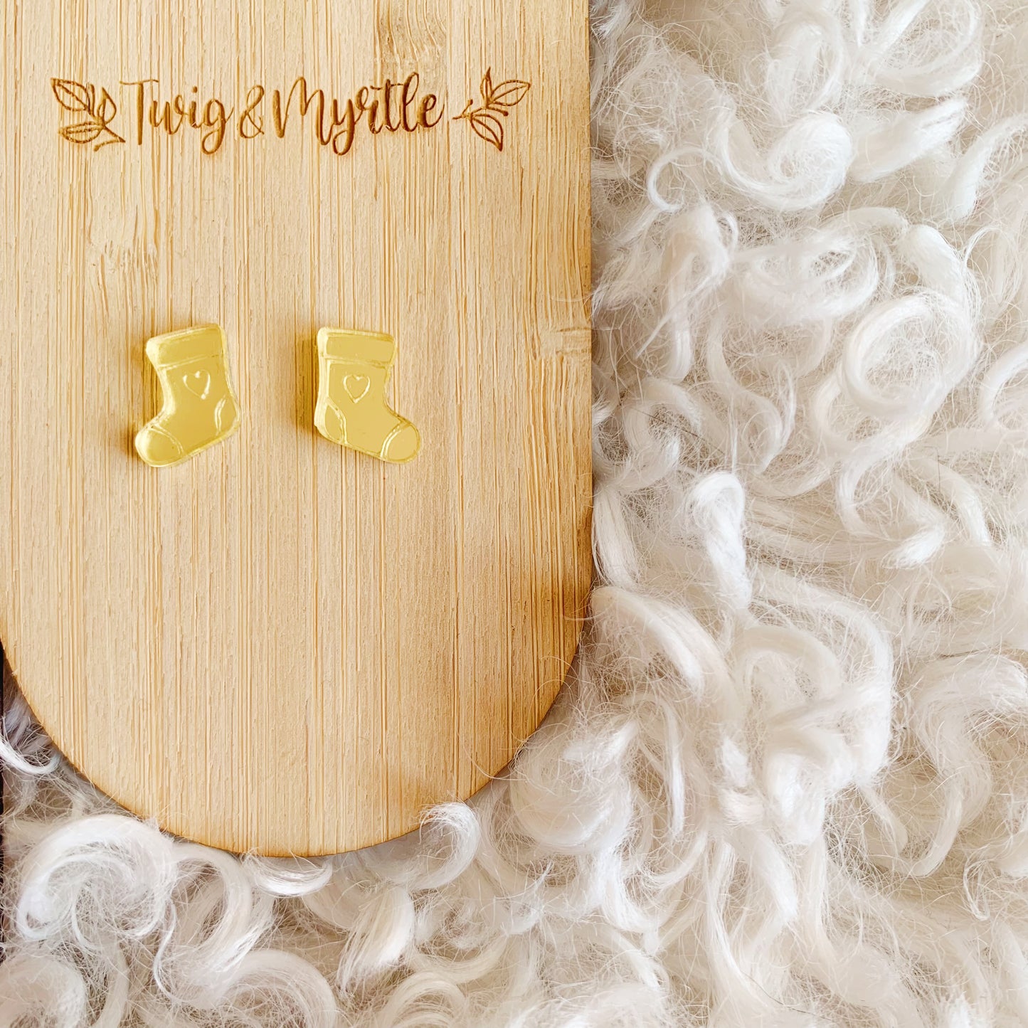 Tiny Stocking Studs - Engraved Mirror