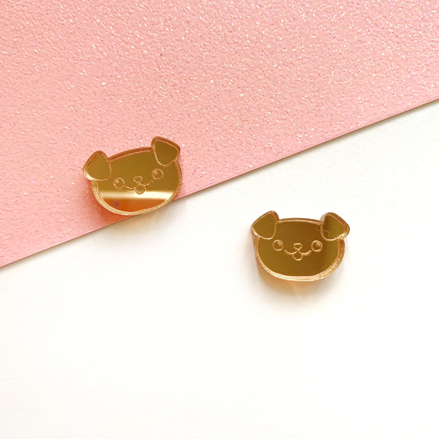 15mm Engraved Dog Face studs