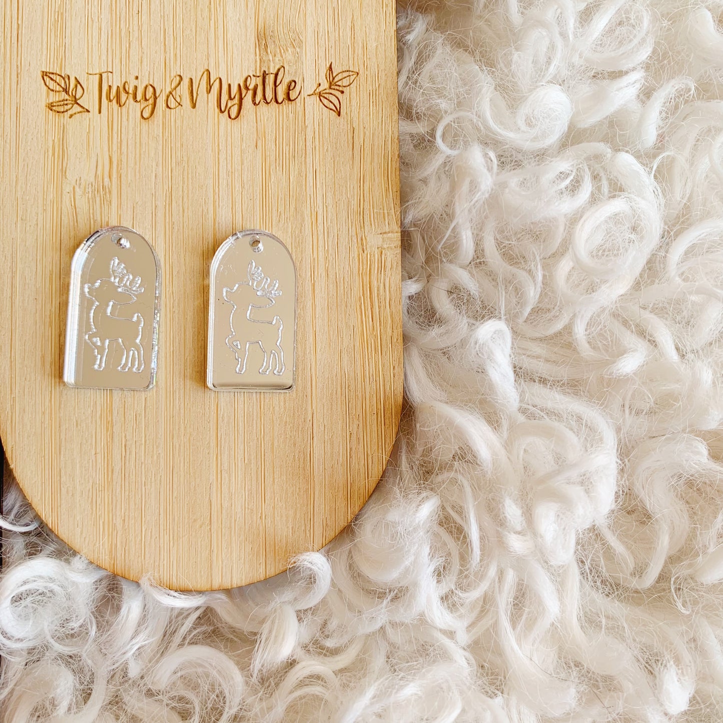 Reindeer Arch Engraved Mirror Mini Dangles