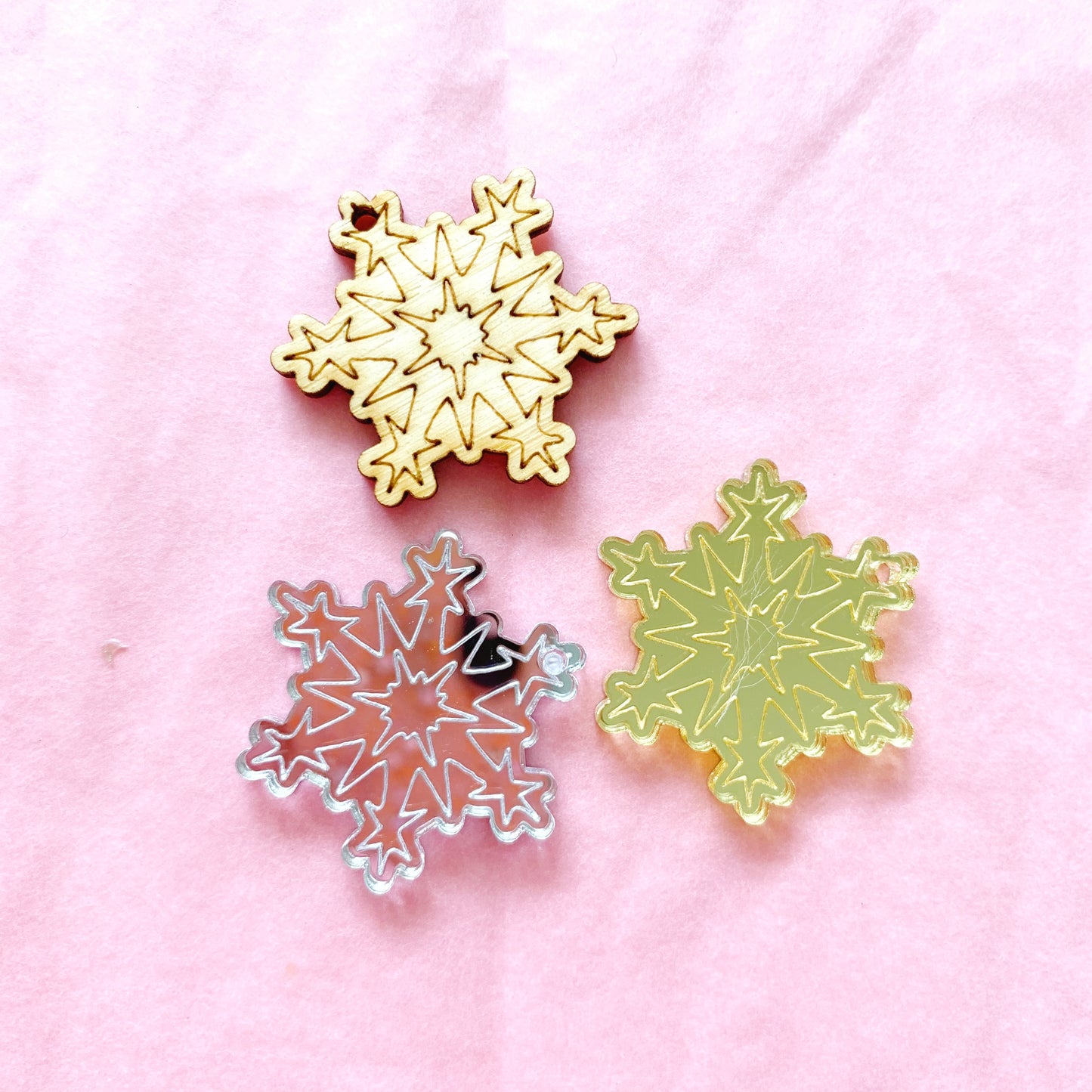 Blank Pair Engraved Snowflake Dangles